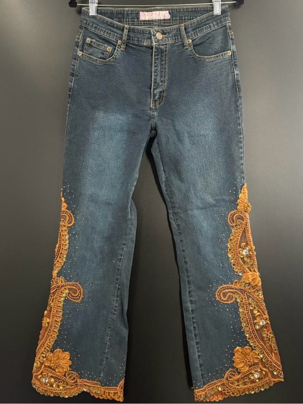 ✨Vintage Y2K Boho Embroidered & Sequins Flare Fairy Jeans✨ - Picture 4 of 6